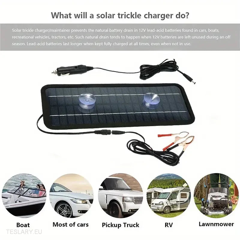 Solar Trickle Charger for Tesla EV 12 Volt Battery -TESLARY.IE Tesla Shop Europe