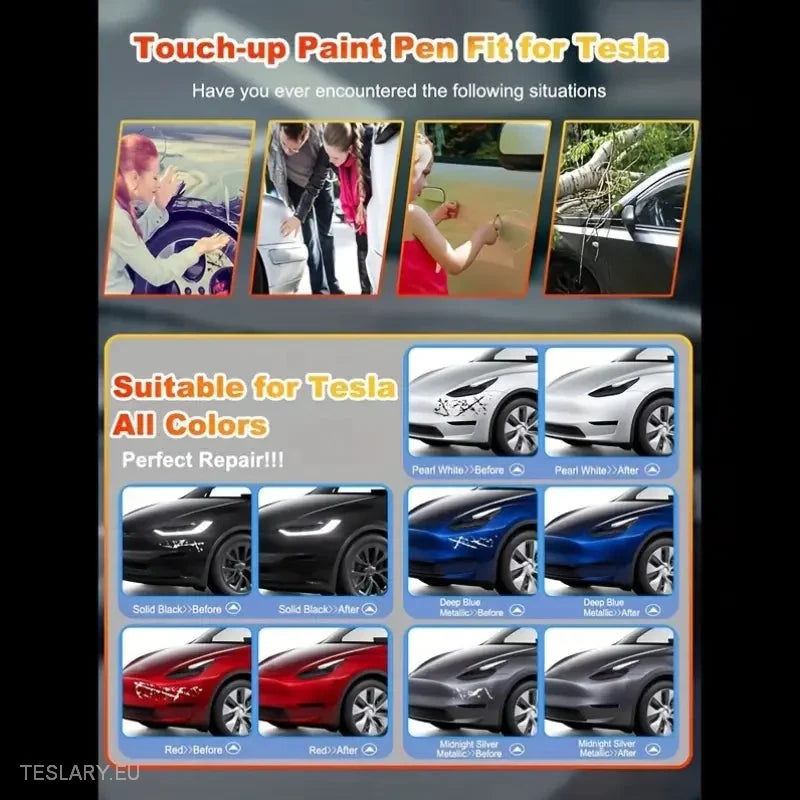 Paint Touch Up Pens in Tesla Colours 12ml -TESLARY.IE Tesla Shop Europe