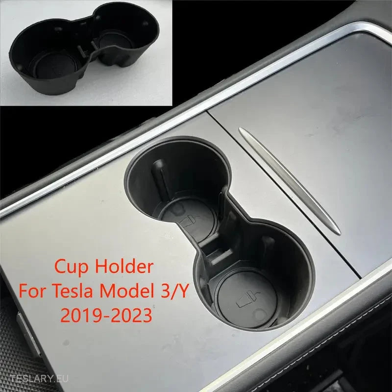 Tesla 3/Y Black Soft Plastic Centre Console Cup Inserts -TESLARY.IE Tesla Shop Europe