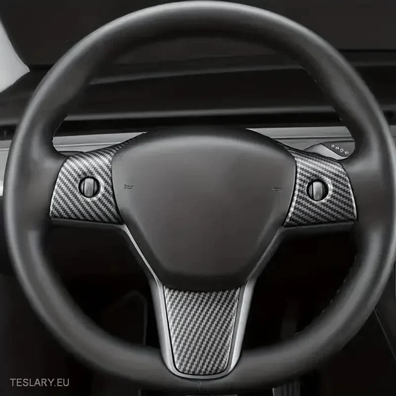 Tesla 3/Y Steering Wheel Upgrade Cover in Black Carbon or White -TESLARY.IE Tesla Shop Europe