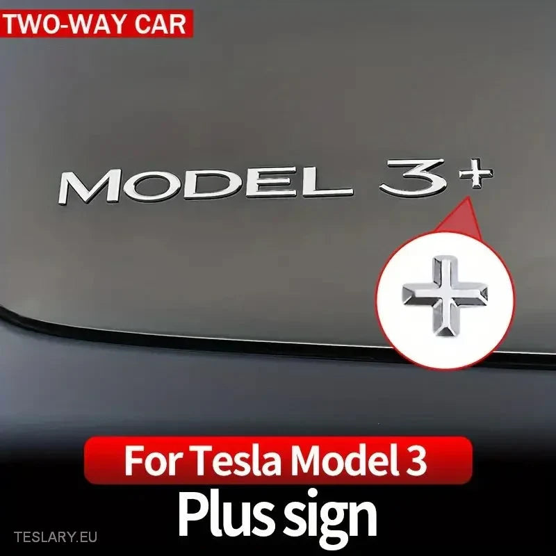 Tesla Model 3+ Long Range  " +  " logo SIlver - Tesla Shop Europe - TESLARY.IE Ireland - France boutique- Deutschland Geschäft- España comercio - Nederland winkel- TESLARY.IE