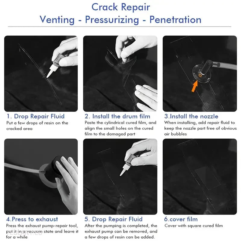 Windscreen Glass Crack Repair Kit with Tools