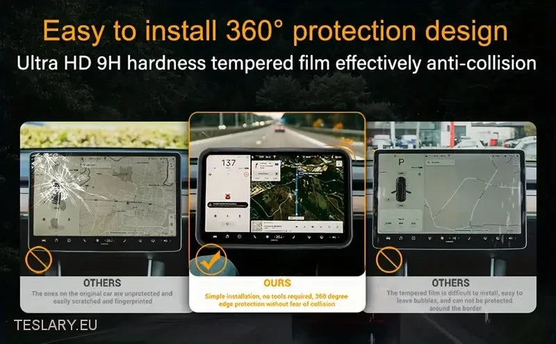 Tesla Model 3 / Y Tempered Glass Screen Protector with Carbon Fibre Edge