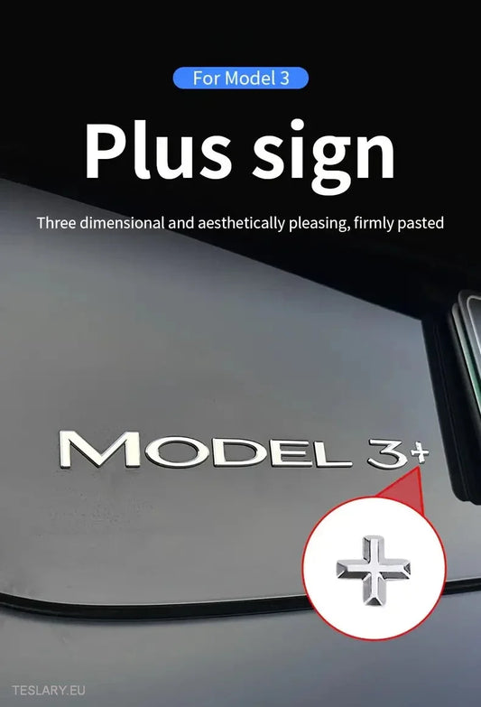 Tesla Model 3+ Long Range  " +  " logo SIlver - Tesla Shop Europe - TESLARY.IE Ireland - France boutique- Deutschland Geschäft- España comercio - Nederland winkel- TESLARY.IE