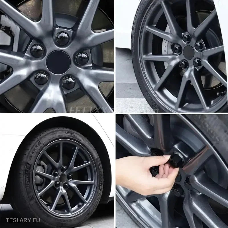 Decorative Lug Nut Cover Kits for Tesla 3/Y/S/X with Centre Cap Logo -TESLARY.IE Tesla Shop Europe