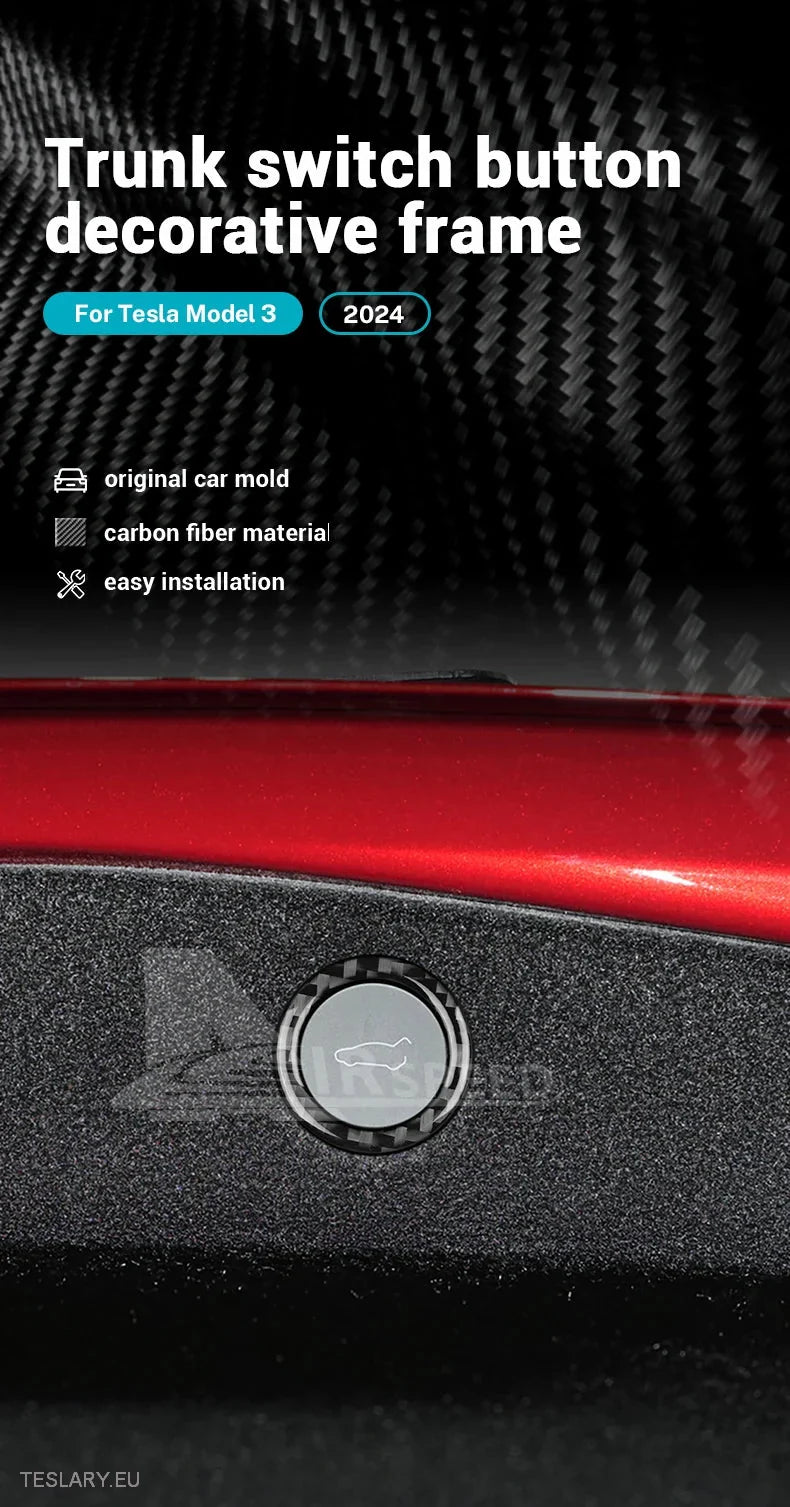 Trunk Open/Close Button Real Soft Carbon Fiber Cover for Tesla 3/Y - Tesla Shop Europe - TESLARY.IE Ireland - France boutique- Deutschland Geschäft- España comercio - Nederland winkel- TESLARY.IE