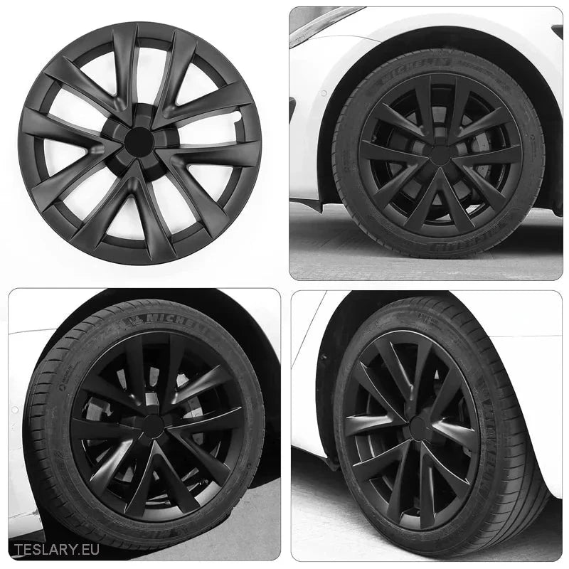 Tesla 3 18" Full Rim Silver & Black Arachnid Sport Style Wheel Covers -TESLARY.IE Tesla Shop Europe