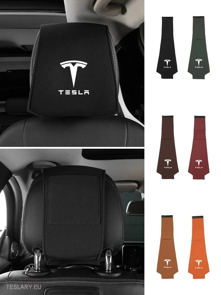 Tesla Head Rest Covers with Logo for 3,Y,S and X -TESLARY.IE Tesla Shop Europe