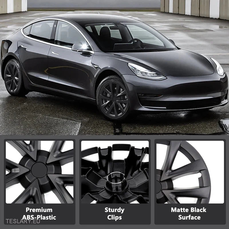 Tesla 3 18" Full Rim Silver & Black Arachnid Sport Style Wheel Covers -TESLARY.IE Tesla Shop Europe