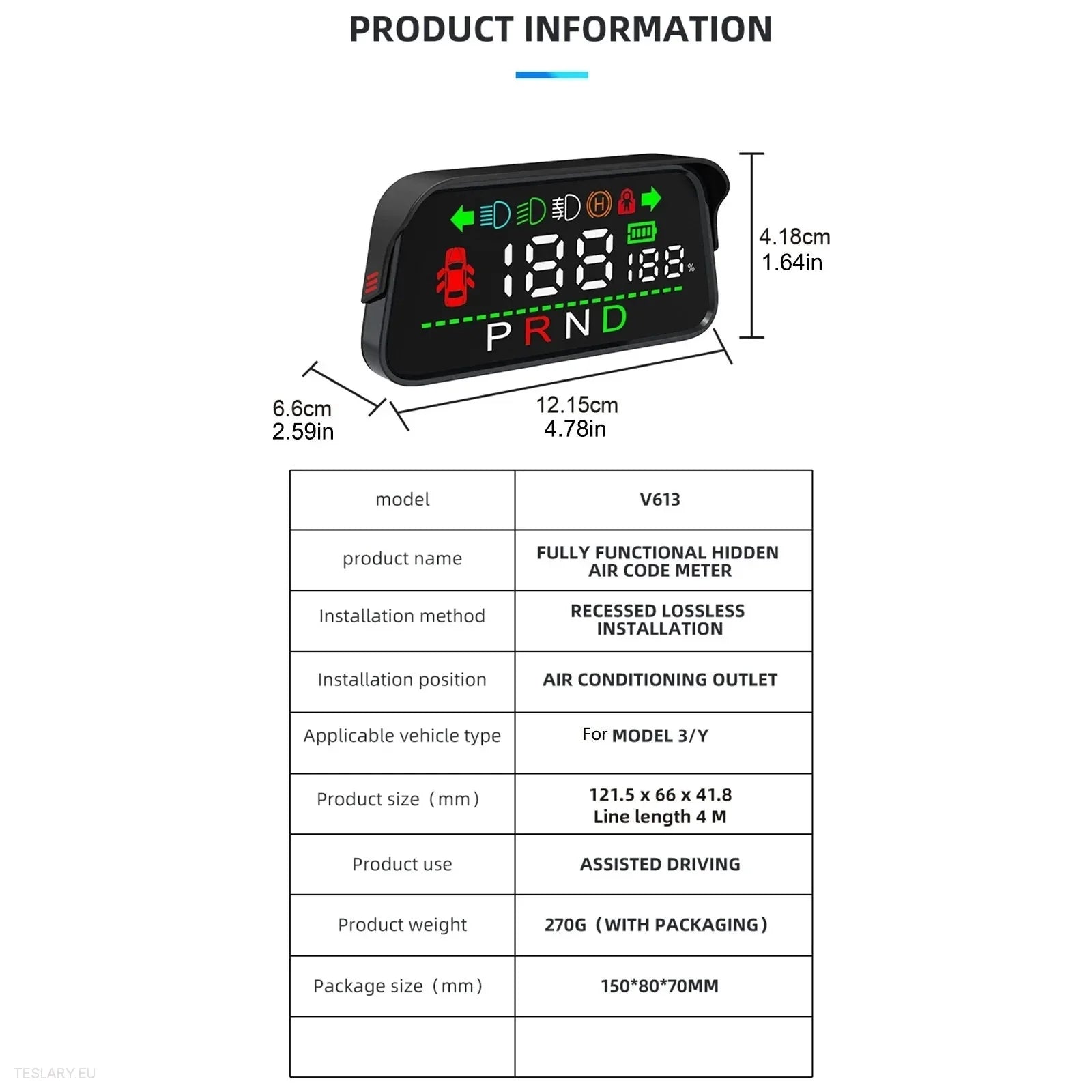 Tesla 3/Y Dash Instrument Panel -TESLARY.IE Tesla Shop Europe