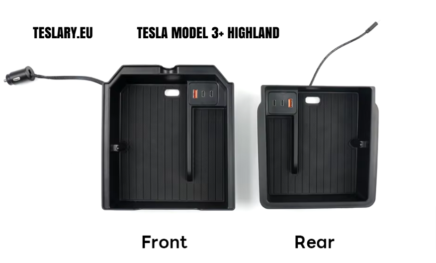 Tesla Model 3+ Highland Centre Storage Trays with USB Ports