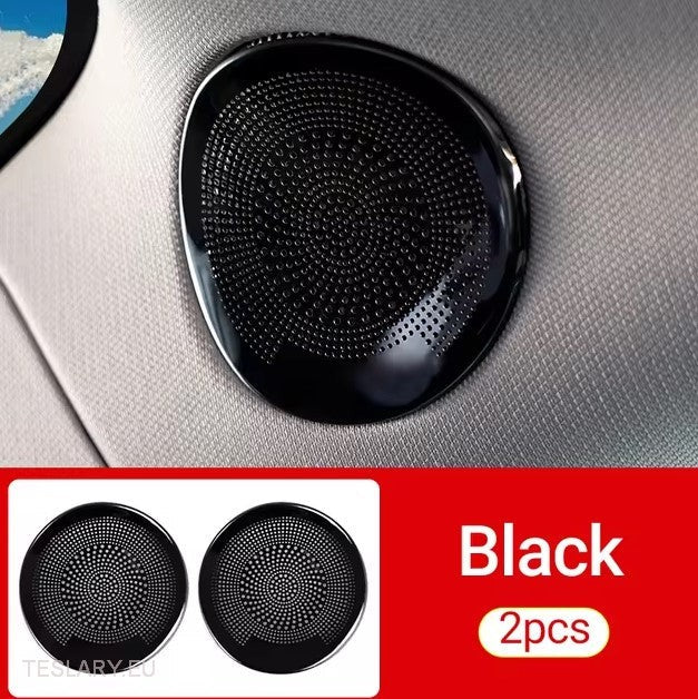 Tesla 3/Y Interior Front Circular Speaker Cover Silver ( PAIR ) -TESLARY.IE Tesla Shop Europe