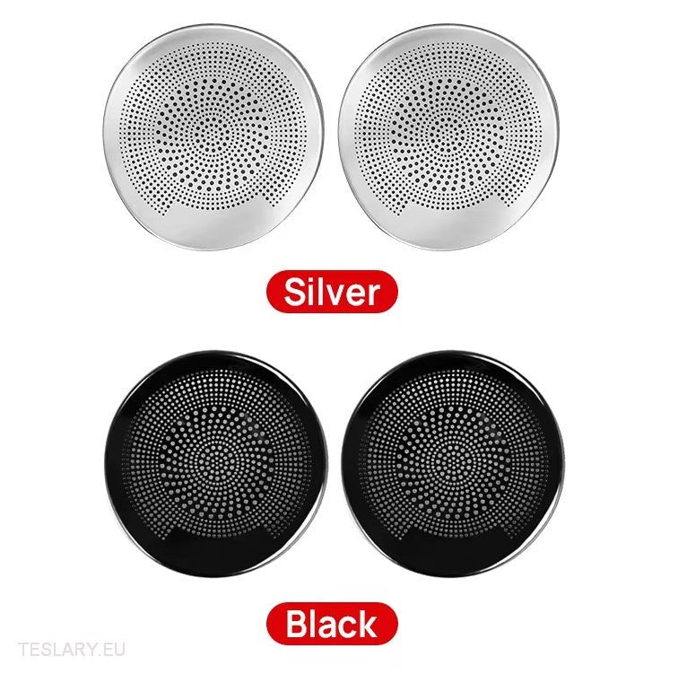 Tesla 3/Y Interior Front Circular Speaker Cover Silver ( PAIR ) -TESLARY.IE Tesla Shop Europe