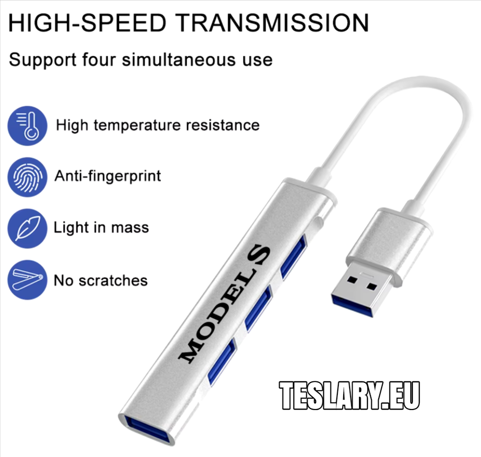 Tesla 3 Y S X USB Docking Station / HUB LHD or RHD Logo