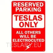 Tesla Only - Reserved Parking Metal Sign - Tesla Shop Europe - TESLARY.IE Ireland - France boutique- Deutschland Geschäft- España comercio - Nederland winkel- TESLARY.IE