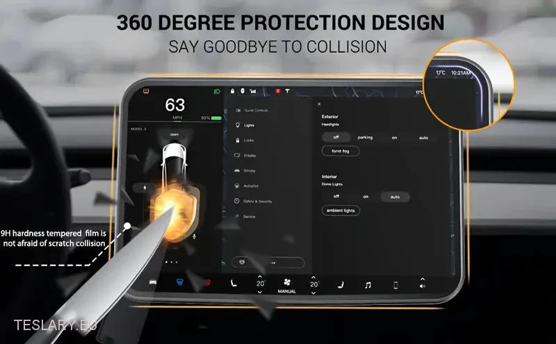 Tesla Model 3 / Y Tempered Glass Screen Protector with Carbon Fibre Edge