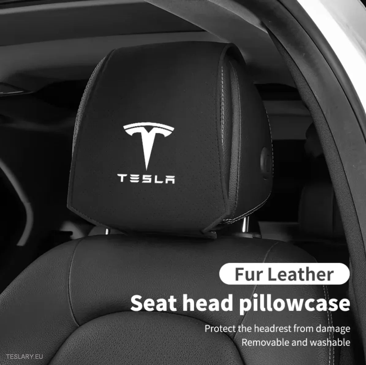 Tesla Head Rest Covers with Logo for 3,Y,S and X -TESLARY.IE Tesla Shop Europe