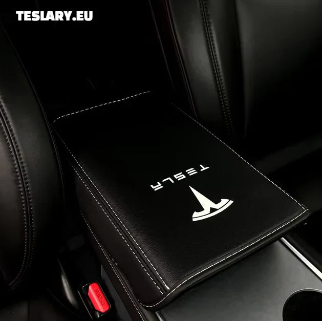 Tesla Model 3 / Y Centre Console PU Leather Armrest Cover with Logo