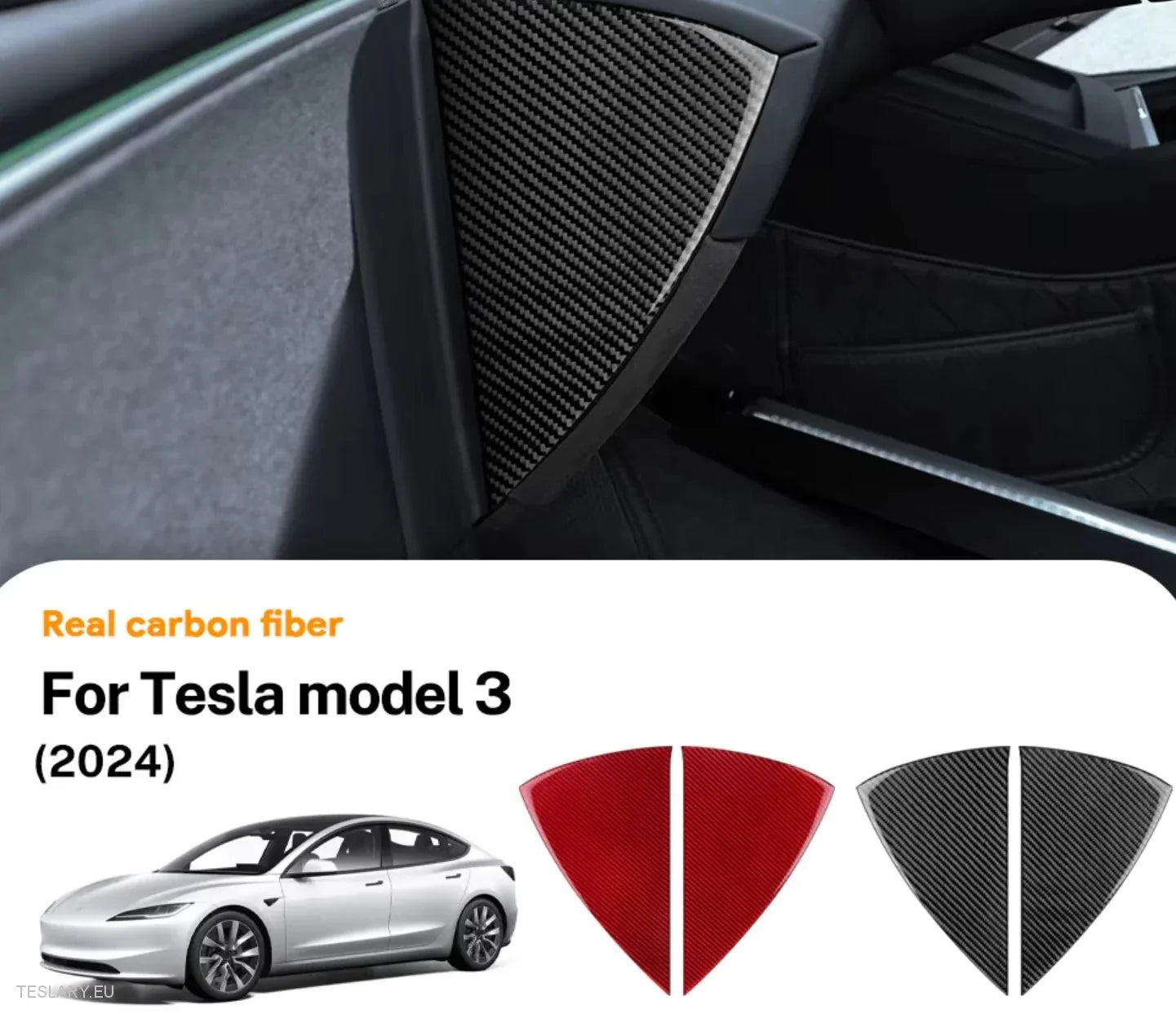 Tesla Model 3 Highland Real Carbon Fiber Dash Side Trim ( 2 Pieces )