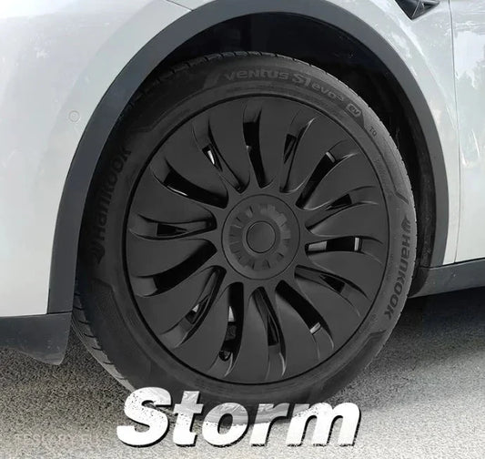 TESLA Y 19" FULL COVERAGE STORM HUBCAPS - MATTE BLACK - Tesla Shop Europe - TESLARY.IE Ireland - France boutique- Deutschland Geschäft- España comercio - Nederland winkel- TESLARY.IE