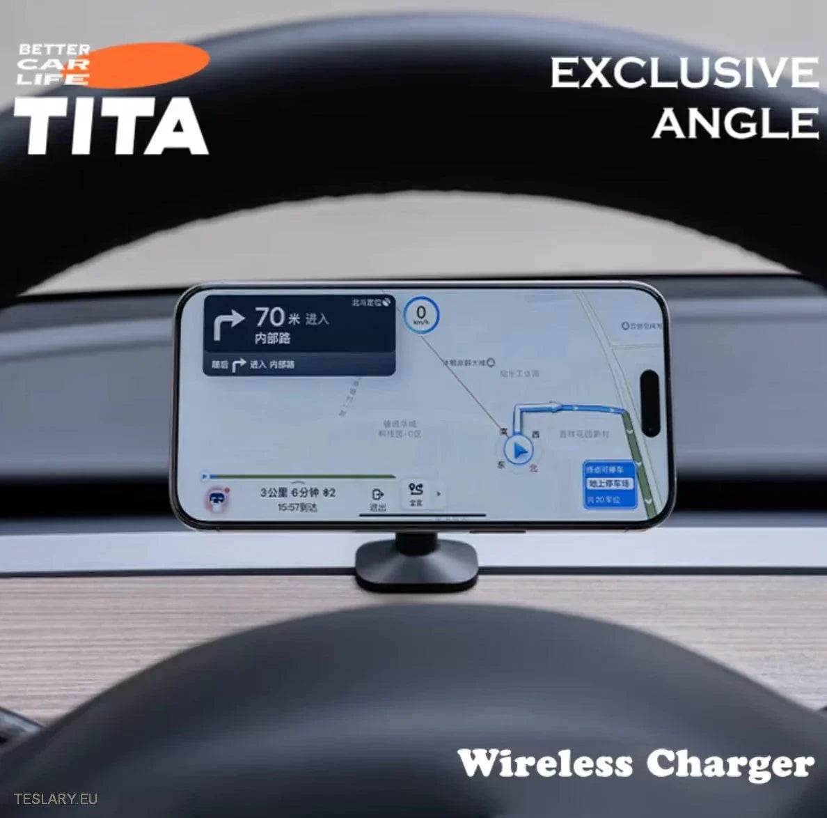 Tita Magnetic Phone Charger with Optional Speedmeter for Tesla Model 3 and Y